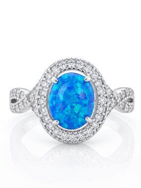 Blue Opal ring, size 7, 925 Sterling Silver Charmed Aroma
